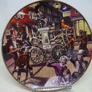 Franklin Mint National Fire Museum Plate PHILADELPHIA STYLE HAND PUMPER X8575 8"